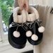 Outdoor Wear Casual Personality Winter Northeast Cotton Shoes Snow For Women Cute Bowknot Small Ball Short Boots_vogvips.com