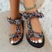 2023 Summer New European American Style Beach Shoes With Velcro And Bow, Large Size Women's Flat Shoes, Export Sandals_vogvips.com