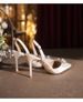 Spring Summer Crystal Buckle Backless Women's Satin High Heel Sandals Plus Size Closed Toe Bridesmaid Shoes White_vogvips.com