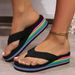 SHLIANG Women's Rainbow Color Platform Flip Flops Summer Thick Sole Lightweight Slip-on Wedges Sandals Girls Beach Slippers V0140_vogvips.com