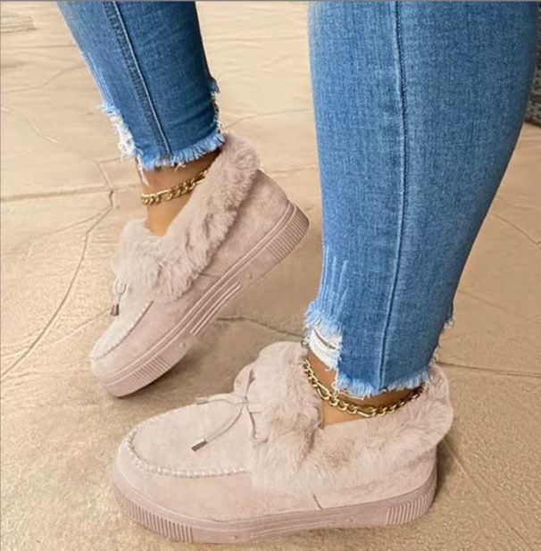 Shoes Cotton Shoes Round Head Thick Bottom Plus Velvet Stitching Shoes Snow Boots_vogvips.com