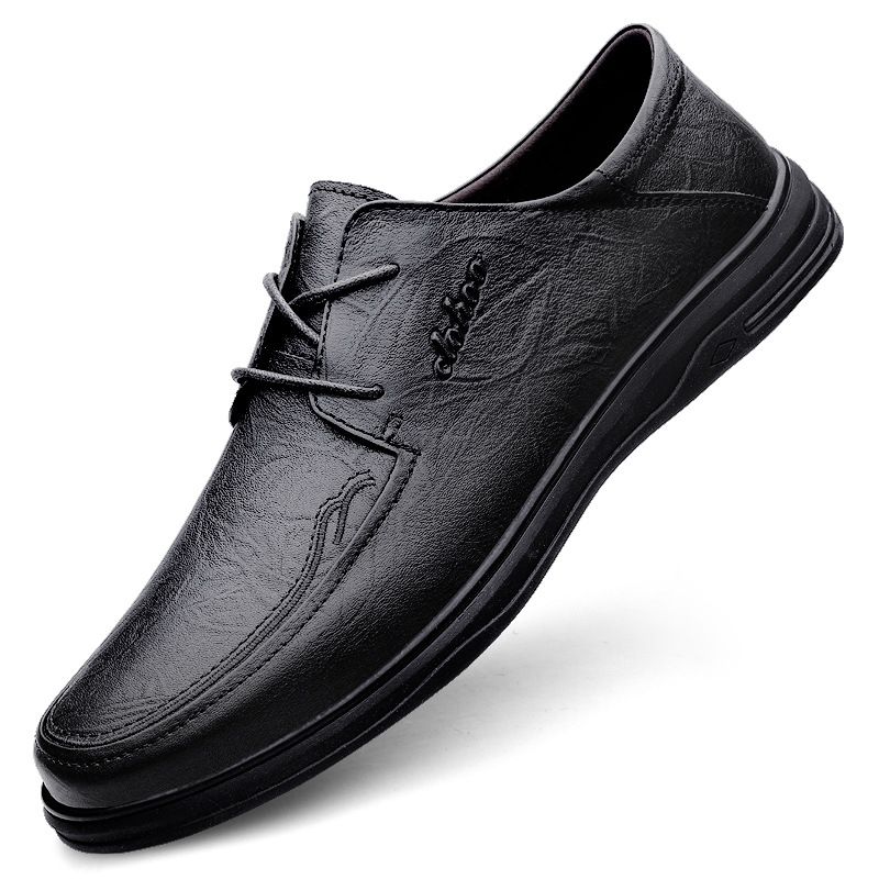 Men's Spring And Autumn Business Casual Light Lace-up Genuine Leather Soft Sole Dad Breathable Fashion Shoes_vogvips.com