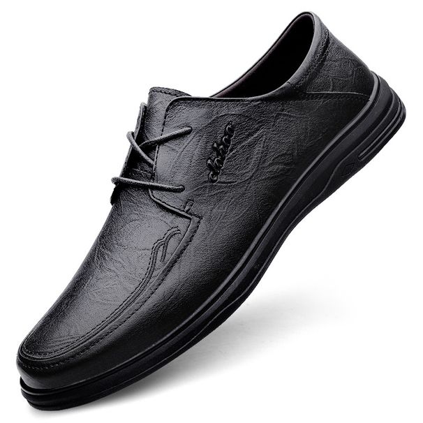 Men's Spring And Autumn Business Casual Light Lace-up Genuine Leather Soft Sole Dad Breathable Fashion Shoes_vogvips.com