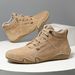 High-Top Fleece-Lined Warm Men's Shoes, Men's Casual Shoes, First-Layer Leather Martin Boots For Men_vogvips.com