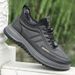 Men's Winter Boots - Leather Upper With Fleece Lining, Thick Sole Comfortable Casual Shoes For Outdoor & Daily Wear_vogvips.com