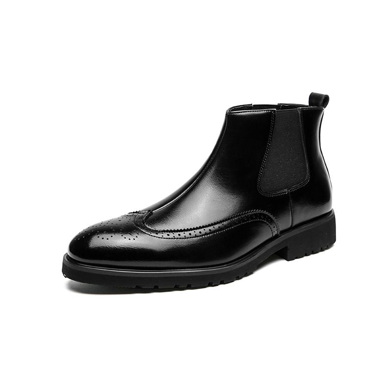 Men's Stylish Chelsea Boots - Pointed Toe Ankle Boots With Elastic Side Gussets, PU Leather Upper & Rubber Sole, Roman-Inspired Design For Winter_vogvips.com