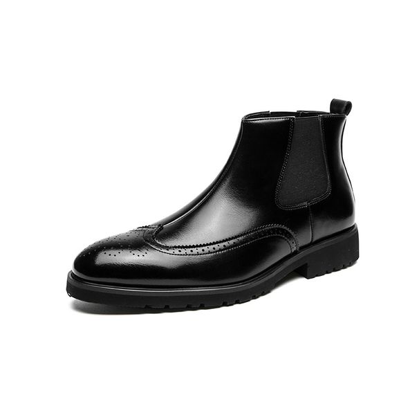 Men's Stylish Chelsea Boots - Pointed Toe Ankle Boots With Elastic Side Gussets, PU Leather Upper & Rubber Sole, Roman-Inspired Design For Winter_vogvips.com