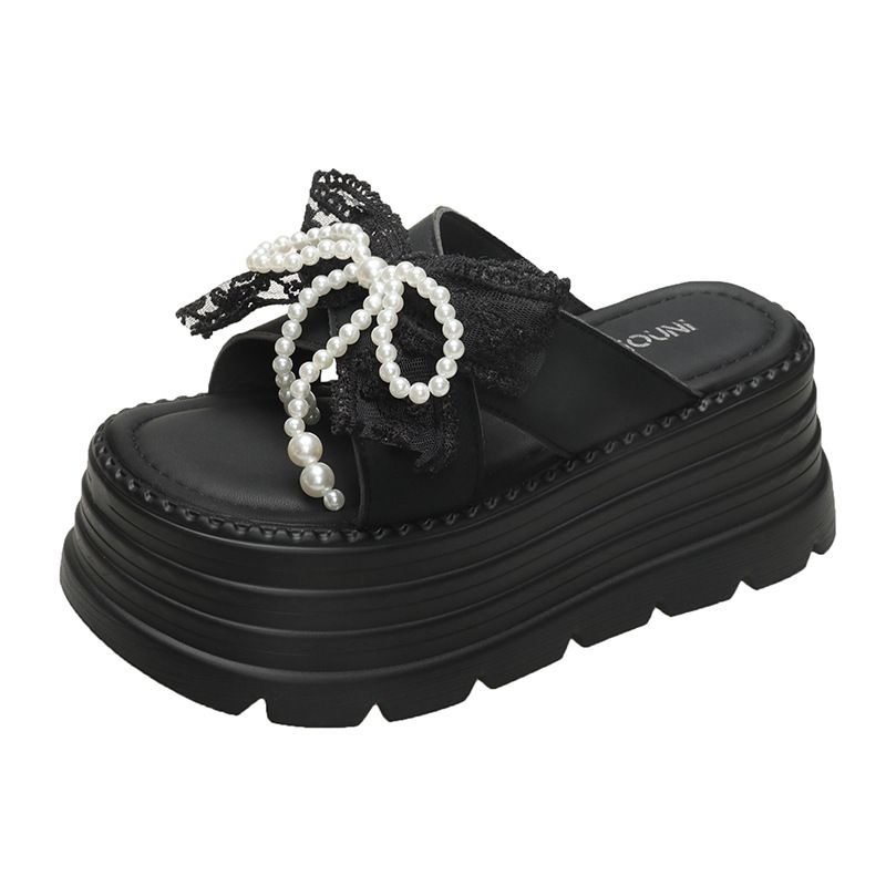 Platform One-Strap For Women Summer Trend New Fashion Bowknot Round Toe Open-Toe Beach Sandals Trendy_vogvips.com