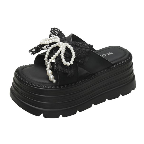 Platform One-Strap For Women Summer Trend New Fashion Bowknot Round Toe Open-Toe Beach Sandals Trendy_vogvips.com