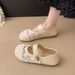 Thick-soled Inner Height-increasing Single Shoes Women's Woven One-pedal Velcro Mary Jane Shoes With Skirts Casual Shoes_vogvips.com