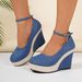 Women's Color Block Wedge Heel Shoes Summer Style Plus Size Shallow Mouth European American Platform Shoes Size 43_vogvips.com