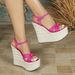 Women's Fashion Wedge Platform Sandals 15CM High Heels Waterproof PU Upper Multi-color Casual Party Evening Shoe_vogvips.com