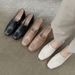 White Women's Loafers For Spring, Autumn, Summer, New Slip-on And Heel-wear Dual-use Genuine Soft Leather Square-toed_vogvips.com