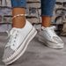 WHSI New Plus Size Women's Internet Famous Rhinestone White Shoes, Versatile Thick Soled Sponge Cake Loafers,_vogvips.com