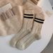 Warm Wool Cable Knit Socks For Women And Men, Striped Mid-Calf Socks, Thick Retro Style, Soft And Cozy, Perfect For Fall And Winter_vogvips.com