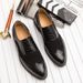 New Black And White Color-block Carved Brick Men's Shoes For Men's Business Leather British Derby Shoes Pointed Toe Banquet Wedding Leather Shoes_vogvips.com