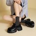 Cameido Women's Spring Oxford Shoes Thick Sole Lace - Up Loafers Deep V Single Shoes_vogvips.com