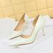 A Korean Fashion Simple Thin Shiny Lacquer Leather Shallow Mouth Pointed Side Hollow High Heels Women S Single_vogvips.com