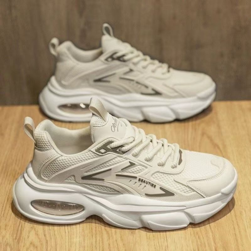 Men's Breathable Casual Sneakers With Air Cushion, Lightweight Rubber Sole, Round Toe, Low-Top Design For Summer, Tennis, And Everyday Wear_vogvips.com