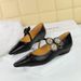 3683-6K92 Vintage Textured Shoes, Shallow Wedge Heel, Metal Decorated Strap Women's Shoes_vogvips.com