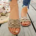 Elegant Women's 2026 Spring Summer New Arrival Printed Design Flat Chain Round Toe Large Size Beach Breathable Slippers_vogvips.com