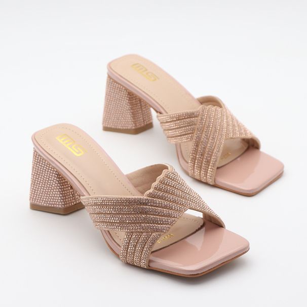 MS Women's Summer Sandals - Fashionable High Heel Open Toe Slippers With Rhinestones, Comfortable Wide Fit, Square Toe, Black/Gold/Pink_vogvips.com