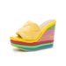 Women's Shoes New Wedge Heel Rainbow Slippers Outdoor High Heel Women's Sandals Large Size Slippers Women_vogvips.com
