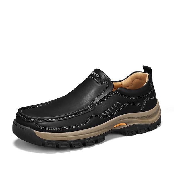 Brand High Quality Genuine Leather Men's Casual Slip On Comfort Business Man Flats Outdoor Men Work Shoes_vogvips.com