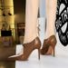 9783-1 Style Heels, Slim Heel, Suede, Pointed Patchwork, Hollowed Out Deep Cut S, Single Shoe, High Heeled Women's_vogvips.com