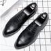 Men's Stylish Pointed-Toe Dress Shoes - Breathable PU Leather Lace-Up Oxfords For Business & Wedding, Korean Trendy Design_vogvips.com