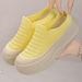 Women's Summer Thick Soled Slippers Breathable Closed Toe Low Cut Solid Color Height Increasing Simple Soft Sole Half Slippers_vogvips.com