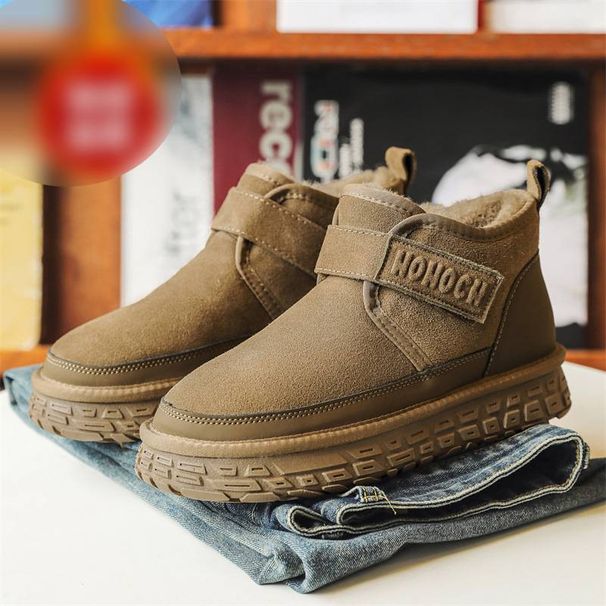 Men's Shoes Snow Boots Men's Winter New Warm Cotton Shoes Thick Sole Heightening Bread Shoes Non Slip Slip On Shoes Short Plush_vogvips.com