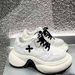 Smfk Ripple High Heels Sports Black And White Contrast Thick Bottom Casual Women's Shoes 25 Year Spring New Leather Dad_vogvips.com