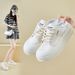 Little White Shoes Female Student Mesh Breathable Heightening Shoes Half Support Board Shoes Casual_vogvips.com