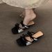 White Polka Dot French Wedge Heel Slide Sandals - Women's Summer New Arrival, Height Increasing, Retro Style, Perfect With Dresses_vogvips.com