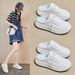 Half Tray White Shoes Female Student Mesh Breathable Heightening Shoes Casual Board Shoes_vogvips.com