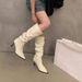 Chic Knee-High Stiletto Boots - Slimming PU Stacked Boots With 8cm Heel | Pointed Toe | Anti-Slip Sole | Winter & Fall Fashion_vogvips.com