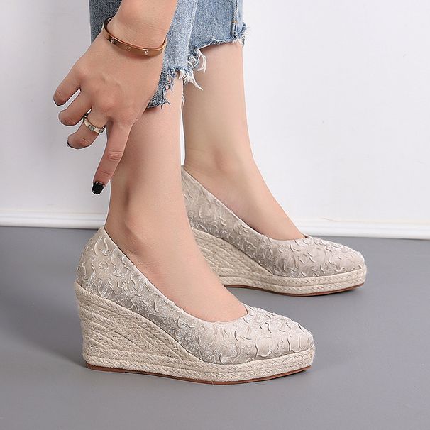 Women S Platform Wedge Sandals Fashionable Pointed Toe Slip On With Jute Rope Sole For Spring Autumn_vogvips.com