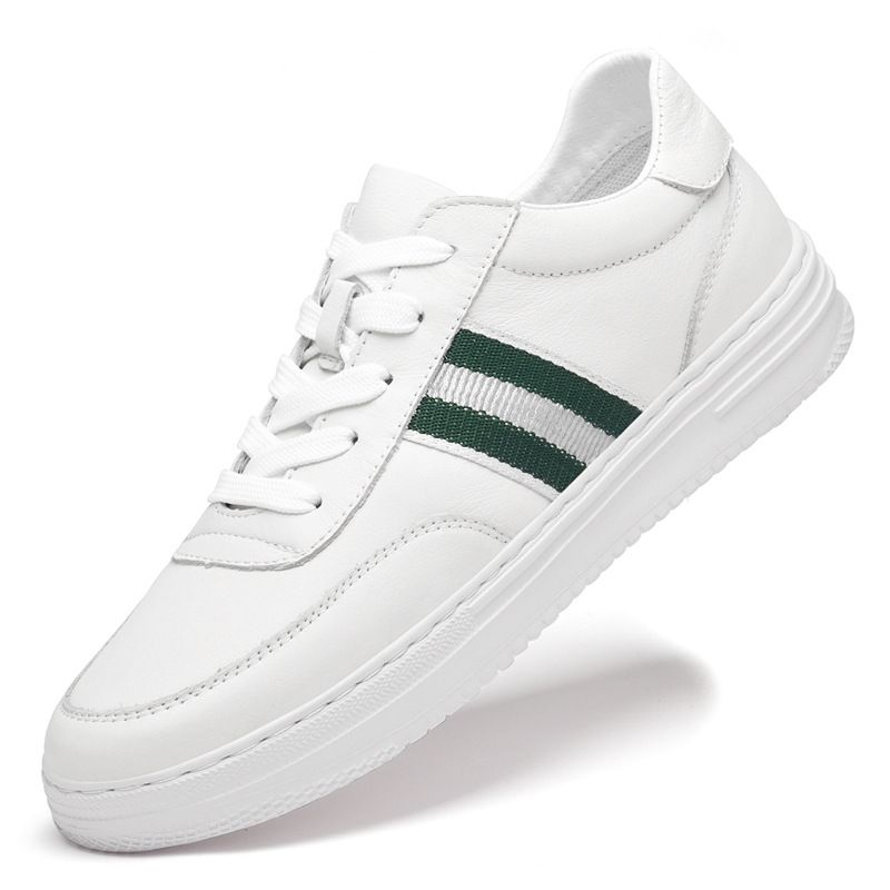 Lace-up Single Shoes Round Head Cowhide Men's Shoes Breathable Casual Board Shoes Men's Students Little White Shoes Men's Shoes_vogvips.com