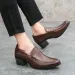 Men's Genuine Leather Slip-On Dress Shoes - Pointed Toe Formal Loafers (British Style Collection)_vogvips.com