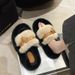 Fuzzy Slippers For Women, High-End Feel, Outdoor Wear, 2025 New Autumn And Winter Cotton Indoor Home Use, One-Word_vogvips.com