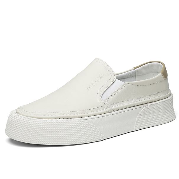 Suitable For All Seasons Men's Spring Summer Slip-On Trendy Shoes Soft Leather Loafers Breathable Black Versatile Thick-Soled Casual Sneakers_vogvips.com