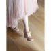 Nude French Mary Jane Shoes With Block Heels, Women's 2025 New Fall Styles, Skirt-Friendly, Bow Embellished, Open-Toe Flats_vogvips.com
