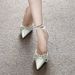 Sharp Pointed High Heels For Women In The Spring And Autumn 2025 Collection, White Bow And Rhinestone Cross Buckle With Thin Heel French Toe Sandals_vogvips.com