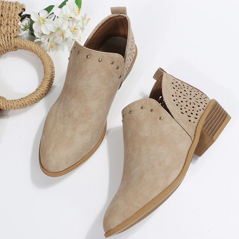 Plus All-Season Solid Color Back Hollow European Size British Style Pointed Toe Chunky Heel Fashion Low-Cut Women's_vogvips.com