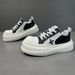 Men's Thick Soled Casual White Sporty Fashionable Leather Mesh Big Toe Shoes, Trendy And Versatile Men's Shoes_vogvips.com