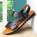 New Summer Men's Sandals Cow Leather Beach Korean Style Casual Outdoor Shoes Two-Use Slip-On Flip Flops_vogvips.com