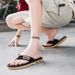 Men's Trendy Thong Slippers Non-Slip Wear-Resistant Flip Flops Breathable Woven Upper Comfortable Outdoor Beach Sandals_vogvips.com