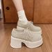 Elegant Rhinestone Platform Sneakers For Women – Comfortable Low-Top Hidden Wedge Shoes With Sparkling Crystals, Round Toe & Breathable PU Upper_vogvips.com