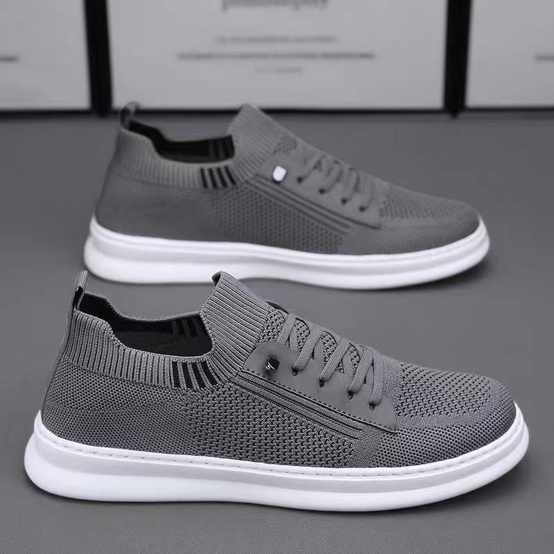 Men's Summer Breathable Sports Slip-On Shoes Odor Resistant Mesh Soft Sole Black Casual Flat Footwear_vogvips.com